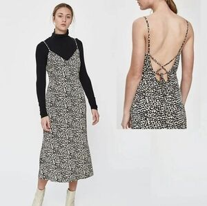 Azalea Cheetah Animal Print V Neck Criss Cross Back Slip Midi Dress Size Medium